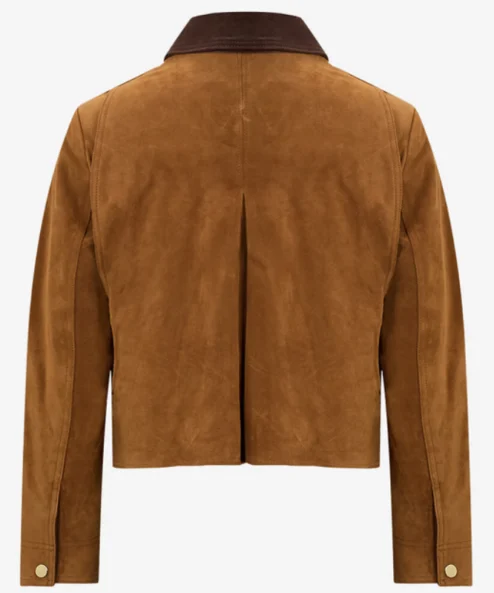 Vintage Style Brown Crop Suede Jacket for Women