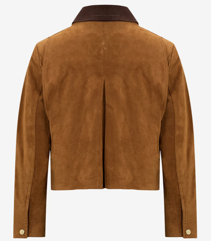 Vintage Style Brown Crop Suede Jacket for Women