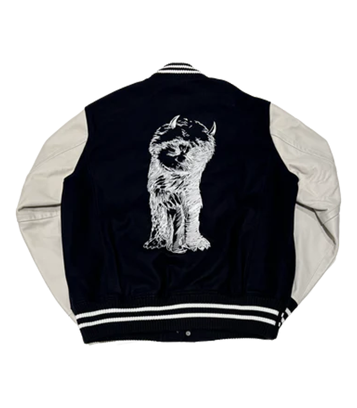 Where Wild Things Are Black and White Varsity Jacket for Men and Women