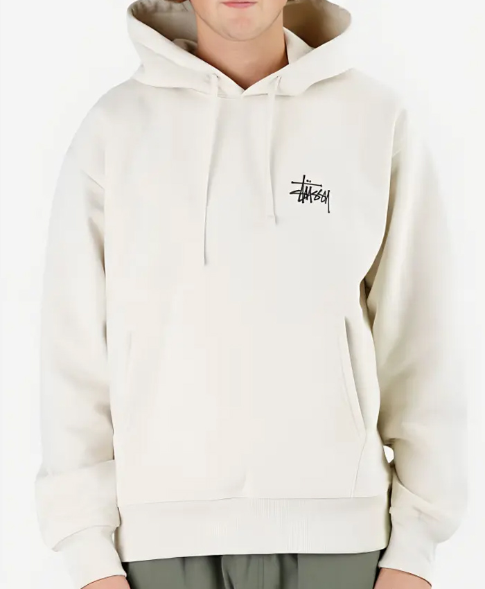 White Stussy Pullover Hoodie