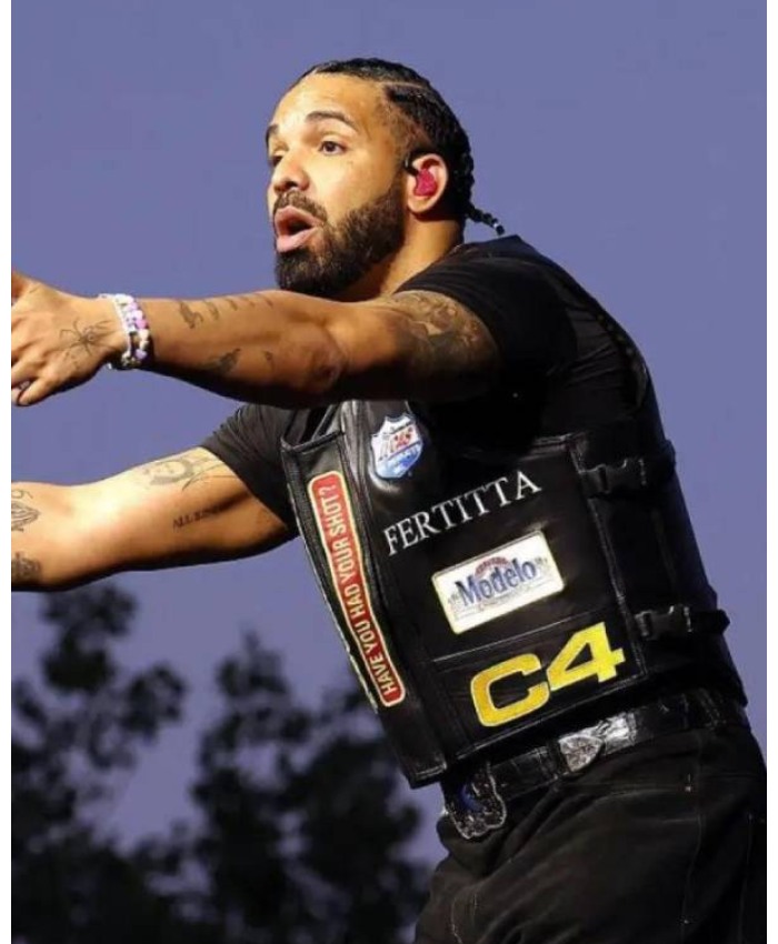 Drake Wireless Festival 2025 Leather Black Vest