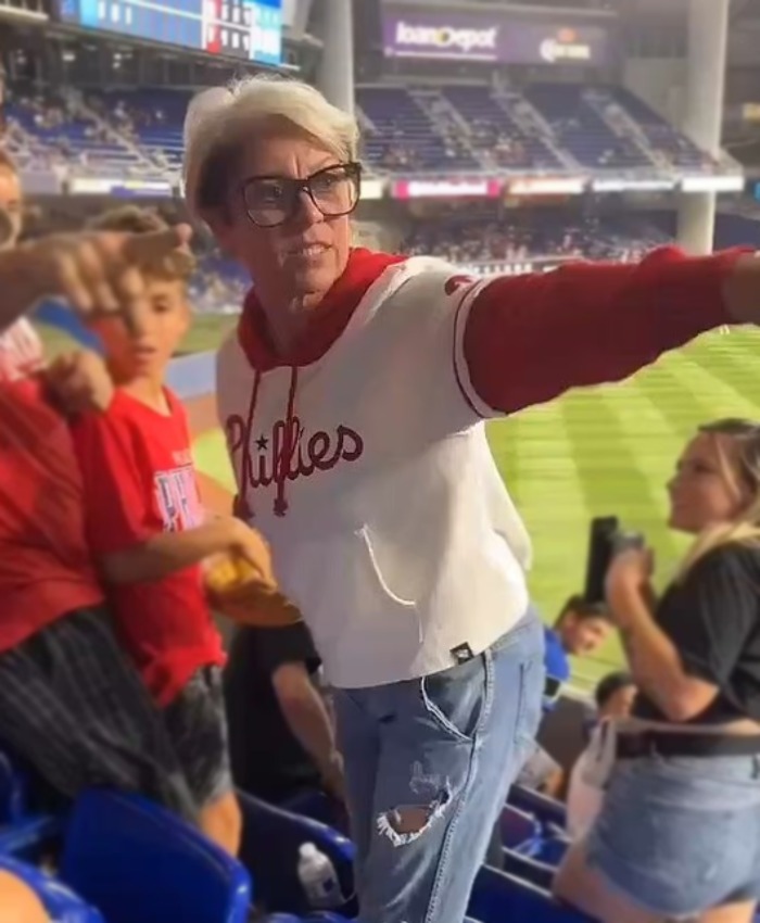 Shop Women Phillies Fan Whtie Jersey with Red Hood