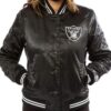 Las Vegas Raiders Starter Black Bomber Satin Jacket For Women’s