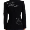 Women's Lover Letter Printed Trim Black Blazer