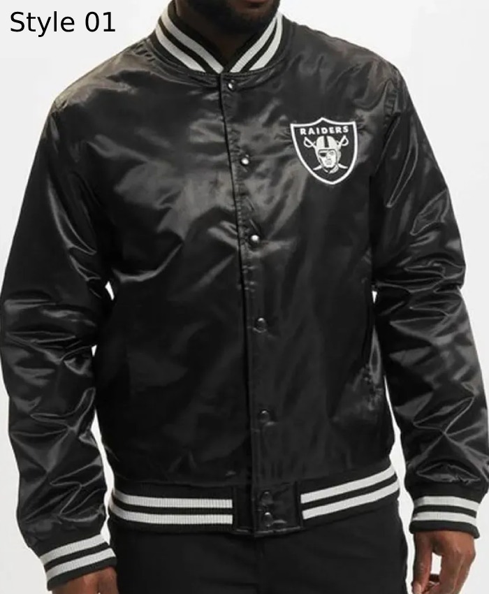 Las Vegas Raiders Wordmark Black Satin Jacket