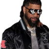 WrestleMania After Dark Jey Uso Raiders Black Satin Varsity Bomber Jacket