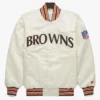 Starter 90’s Cleveland Browns Bomber Full-Snap White Satin Jacket