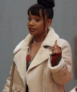 Abbott Elementary S02 Nate’ Jones Beige Shearling Leather Jacket