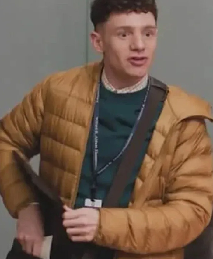 Abbott Elementary S03 Chris Perfetti Mustard Puffer Hooded Jacket