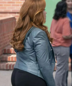 Abbott Elementary Series S05 Lisa Ann Walter Blue Leather Blazer Jacket