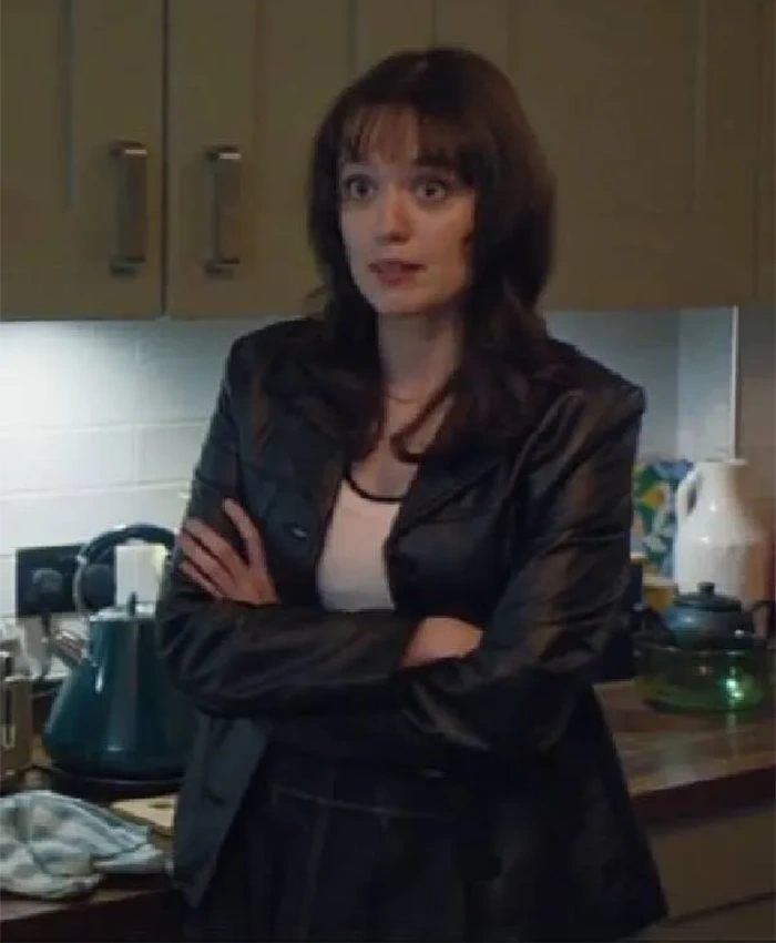 Aimee Lou Wood Film Club S01 Black Leather Blazer