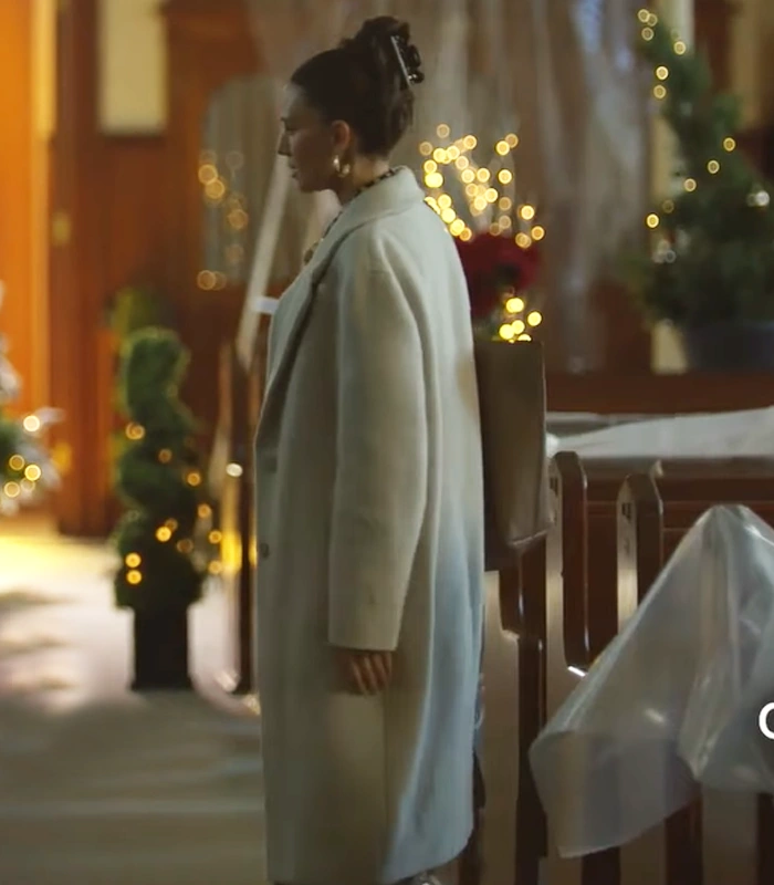 Alicia Josipovic Christmas in Midnight Clear White Coat For Sale