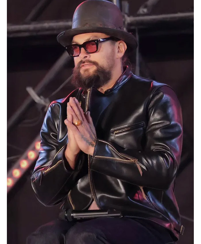 American Actor Jason Momoa Tokyo Comic Con Black Leather Jacket