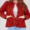 Amy Fleming Heartland Red Denim Shacket For Sale