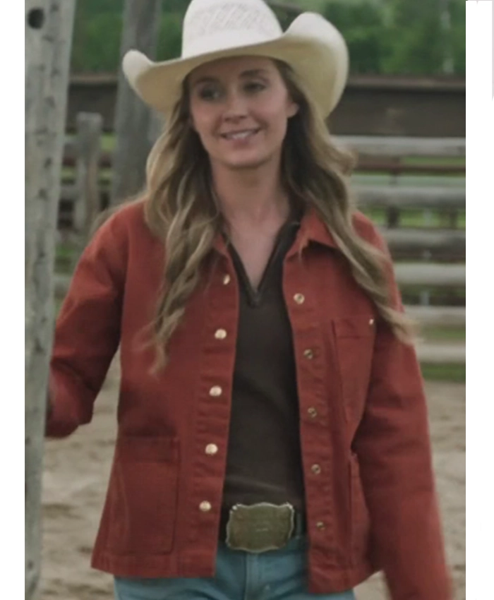 Amy Fleming Heartland Red Denim Shacket