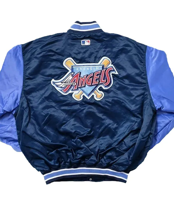 Anaheim Angels Navy and Light Blue Satin Starter Varsity Jacket