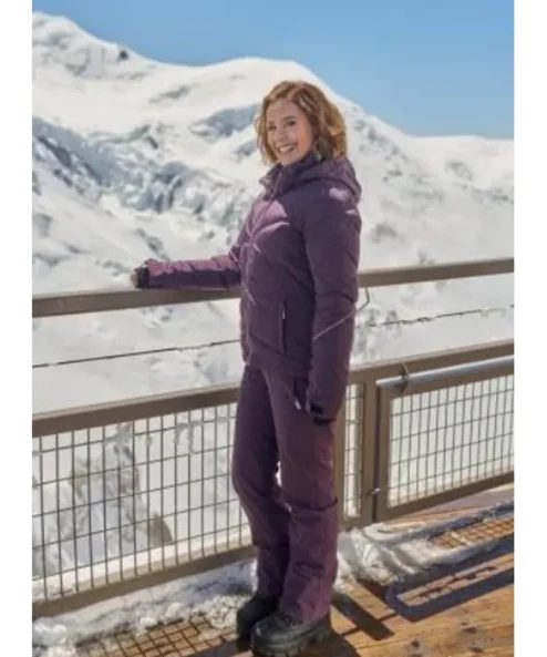 Ashley Williams An Alpine Holiday Purple Puffer Jacket For Sale