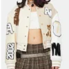 Azalea Wang Paris Cream Varsity Jacket