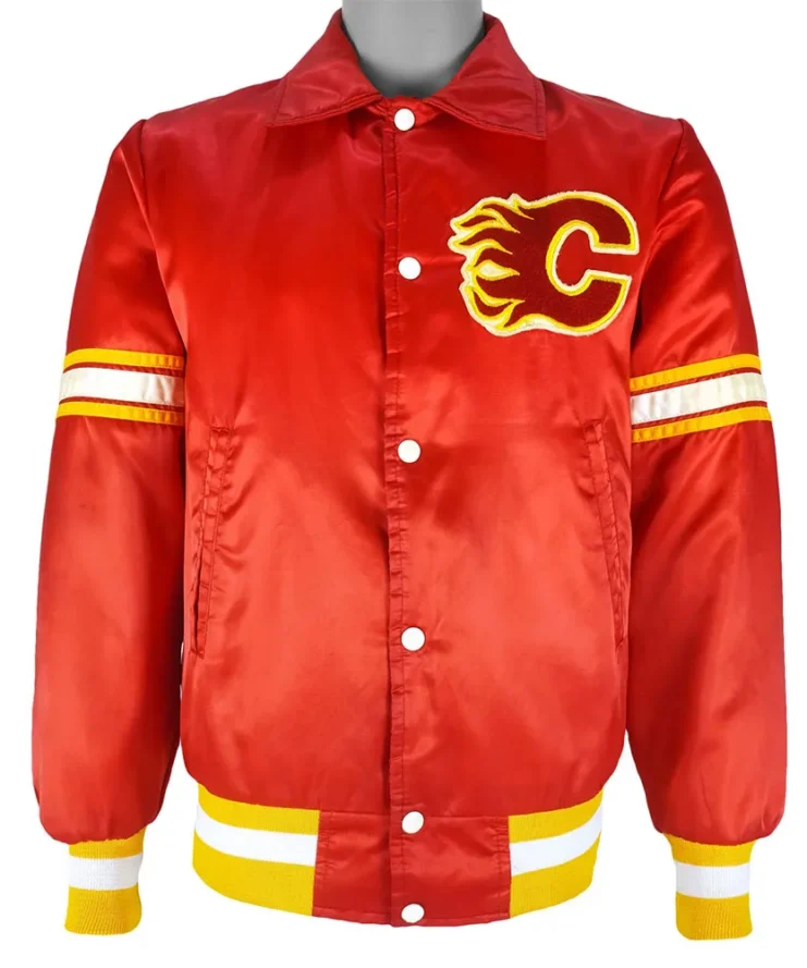 Calgary Flames 1980s Red Satin Jacket