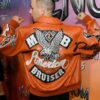 Captain Forrest Venom The Last Dance Orange Leather Bomber Jacket