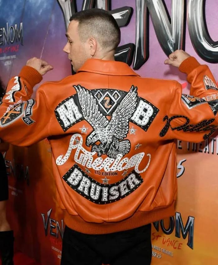 Captain Forrest Venom The Last Dance Orange Leather Bomber Jacket