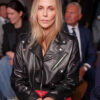Charlize Theron Paris Fashion Week 2025 Black Leather Biker Jacket