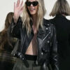 Charlize Theron Paris Fashion Week Black Leather Jacket