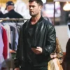 Chris Hemsworth Crime 101 Movie 2026 Davis Black Leather Bomber Jacket