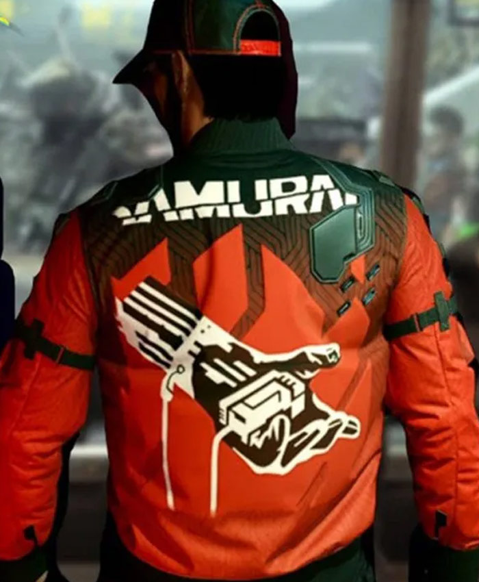 Cyberpunk 2077 Samurai Orange Leather Bomber Jacket