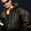 DJ Snake MTV Video Music Awards Black Leather Hooded Jacket