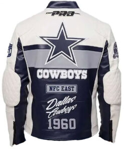 Dallas Cowboys 1960 Blue and white Leather Jacket for Men and Women