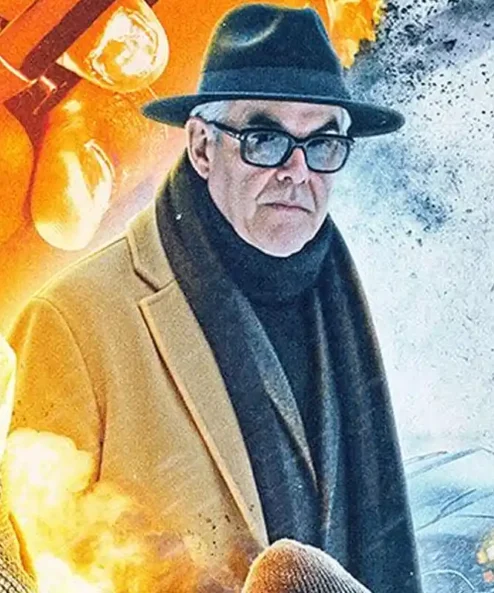 Danny Huston Ice Fall Brown Wool Coat For Sale