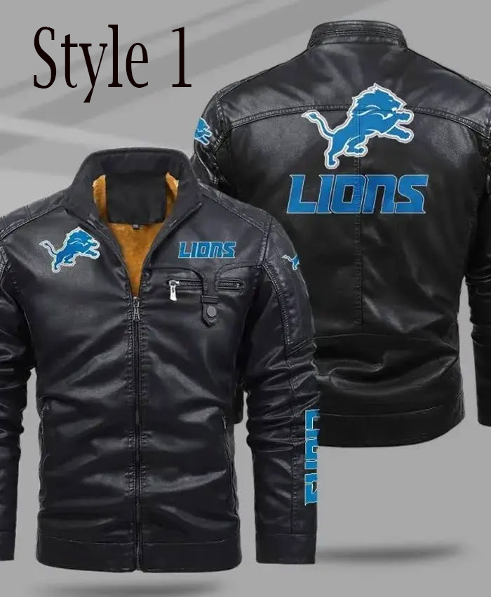 Detroit Lions Black Leather Jacket