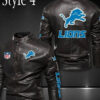 Detroit Lions Leather Moto Jacket