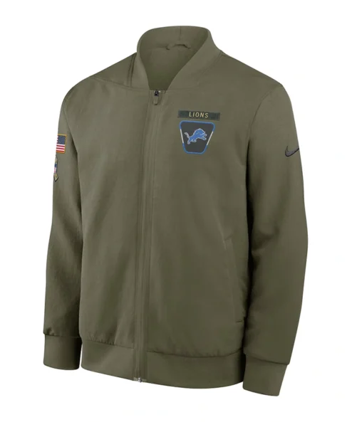 Detroit Lions Salute To Service Olive Bomber Jacket