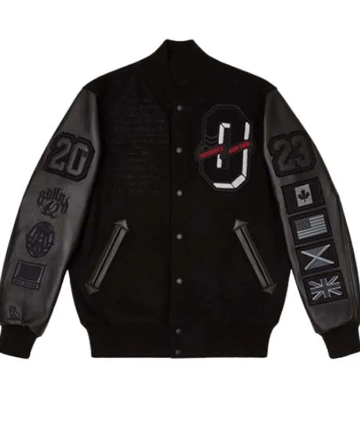 Drake For All The Dogs OVO Black Varsity Jacket