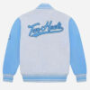 Drake North Carolina X OVO Grey and Sky Blue Tan Heels Varsity Jacket
