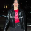 Dua Lipa Balenciaga Black Leather Jacket For Sale