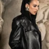 Dua Lipa Paris Fashion Week Black Coat For Sale