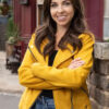 EastEnders Louisa Lytton Yellow Suede Leather Biker Jacket