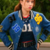 Electric Bloom Jade Blue Varsity Jacket