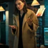 Emma Mackey Ella McCay Movie 2025 Brown Wool Coat