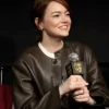 Emma Stone Bugonia BAFTA Screening Black Leather Jacket For Sale