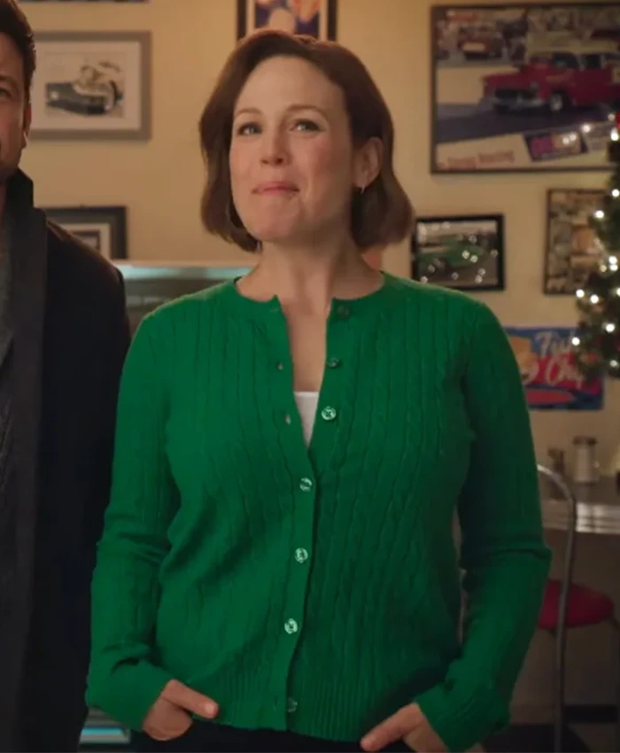 Erin Krakow Christmas Above the Clouds Green Cardigan