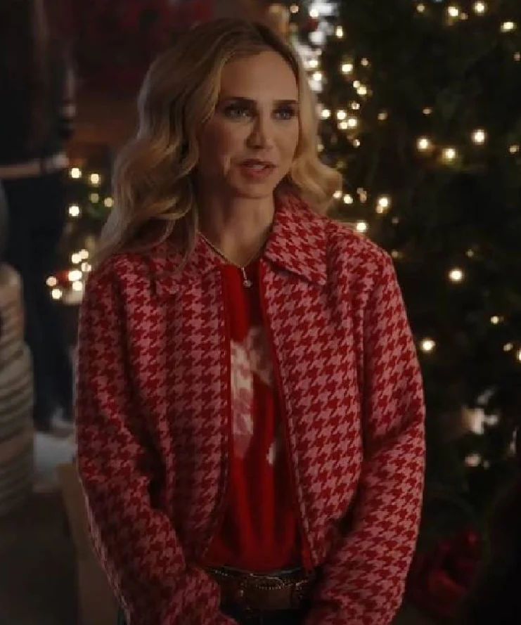 Fiona Gubelmann A Royal Montana Christmas 2025 Princess Victoria of Zelarnia Pink Houndstooth Jacket