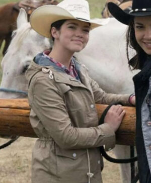 Georgie Fleming Morris Heartland Tv Series Alisha Newton Beige Cotton Jacket