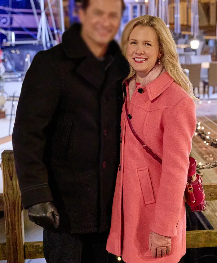 Ginna Claire Mason A Newport Christmas Pink Wool Coat For Sale