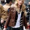 Gossip Girl Series Serena van der Woodsen Brown Leather Jacket