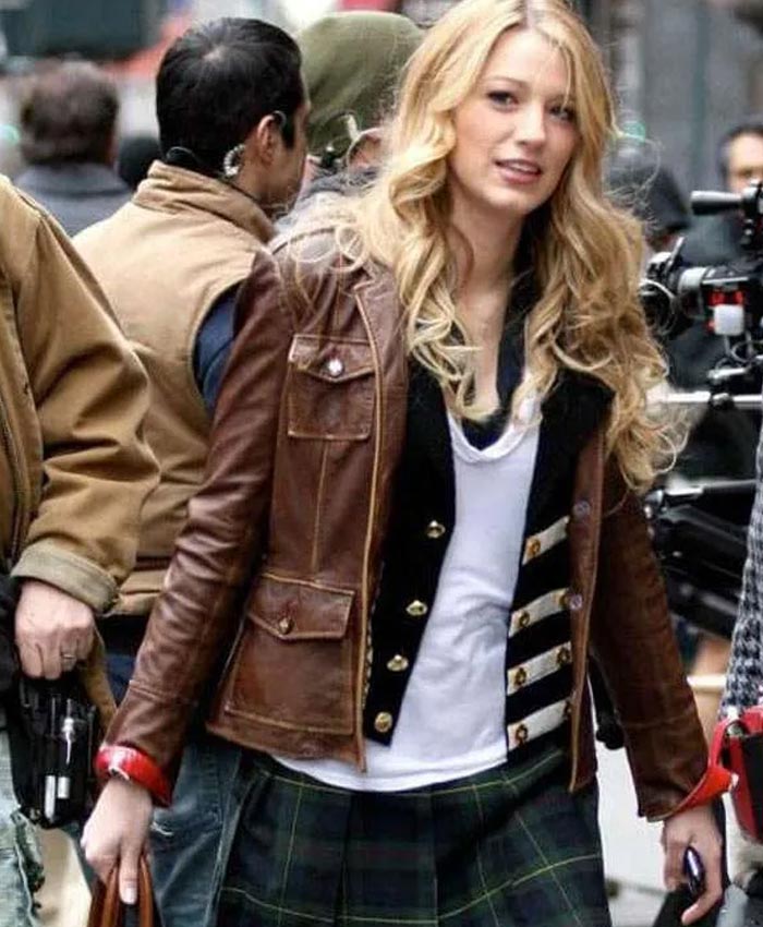 Gossip Girl Series Serena van der Woodsen Brown Leather Jacket