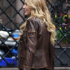 Gossip Girl Tv Series Serena van der Woodsen Brown Leather Jacket
